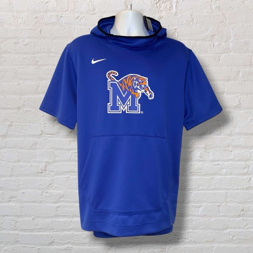 Nike Dri-Fit Memphis Tigers Short Sleeve Hoodie Blue Size L NWT